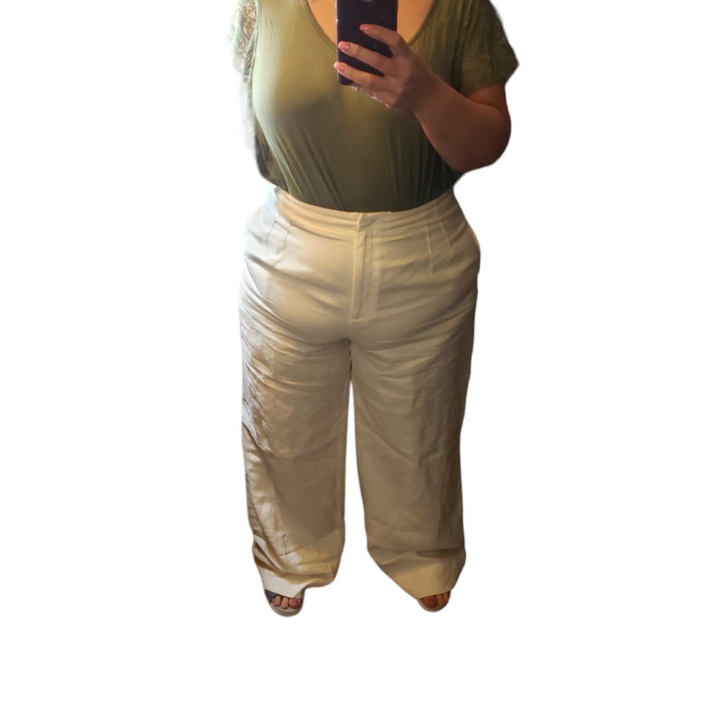 NWT J.JIll Ivory Linen Wide Leg Trousers/Slacks Size 20